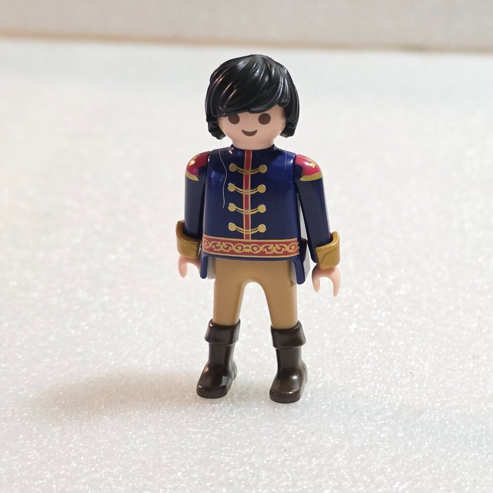 Playmobil Prince King Royalty Blue &‎ Tan Black Hair Vintage 1993 Figure 3"